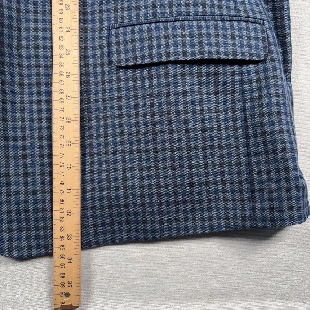 Oak Hill Blazer Mens Size 3XL 54/56 Blue Check Polyester Rayon Double Vented